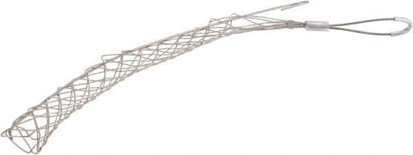 Woodhead Electrical - 1-1/2 to 1.74 Inch Cable Diameter, Tinned Bronze, Offset Loop Support Grip - 25 Inch Long, 1,680 Lb. Breaking Strength, 18 Inch Mesh Length - Exact Tool & Supply