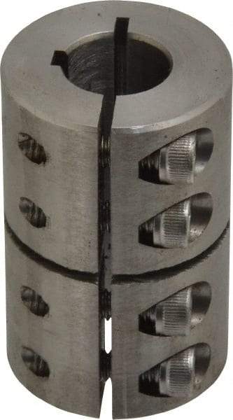 Climax Metal Products - 1/2" Inside x 1-1/8" Outside Diam, One Piece Split Clamping Collar with Keyway - 1-3/4" Long x 1/8" Keyway Width x 1/16" Keyway Depth - Exact Tool & Supply