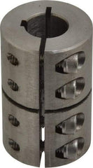 Climax Metal Products - 1/2" Inside x 1-1/8" Outside Diam, One Piece Split Clamping Collar with Keyway - 1-3/4" Long x 1/8" Keyway Width x 1/16" Keyway Depth - Exact Tool & Supply