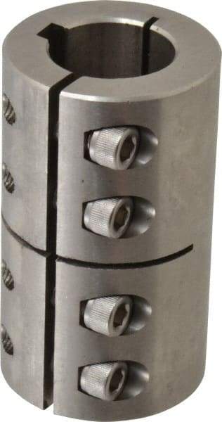 Climax Metal Products - 1" Inside x 1-3/4" Outside Diam, One Piece Split Clamping Collar with Keyway - 3" Long x 1/4" Keyway Width x 1/8" Keyway Depth - Exact Tool & Supply