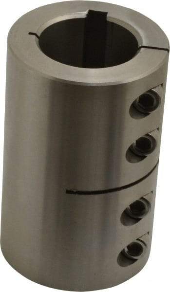 Climax Metal Products - 1-1/4" Inside x 2-1/16" Outside Diam, One Piece Split Clamping Collar with Keyway - 3-1/4" Long x 1/4" Keyway Width x 1/8" Keyway Depth - Exact Tool & Supply