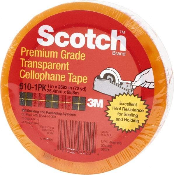 3M - 1" x 72 Yd Clear Rubber Adhesive Packaging Tape - PVC Film Backing, 2.3 mil Thick - Exact Tool & Supply