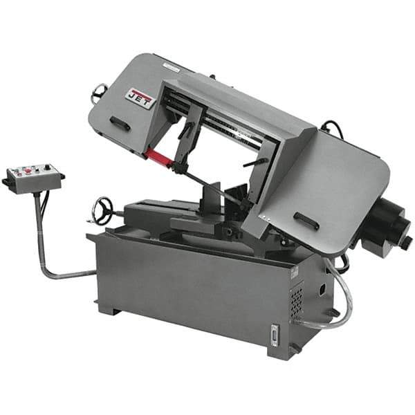 Jet - 12 x 20" Max Capacity, Semi-Automatic Variable Speed Pulley Horizontal Bandsaw - 82 to 262 SFPM Blade Speed, 460 Volts, 45°, 3 hp, 3 Phase - Exact Tool & Supply