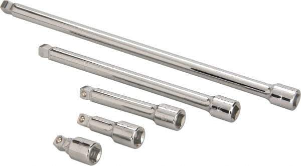 Paramount - 1/2" Drive Socket Wobble Extension Set - 5 Pieces, Includes 2, 3, 5, 10, 15" Lengths - Exact Tool & Supply