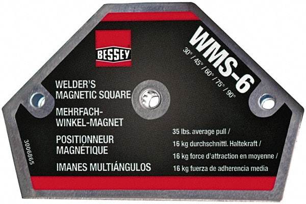 Bessey - 4" Wide x 9/16" Deep x 2-1/2" High Magnetic Welding & Fabrication Square - 35 Lb Average Pull Force - Exact Tool & Supply