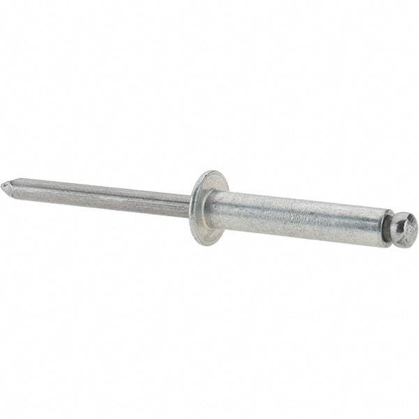 Value Collection - Size 612 Dome Head Steel Open End Blind Rivet - Steel Mandrel, 0.626" to 3/4" Grip, 3/8" Head Diam, 0.192" to 0.196" Hole Diam, 0.95" Length Under Head, 3/16" Body Diam - Exact Tool & Supply
