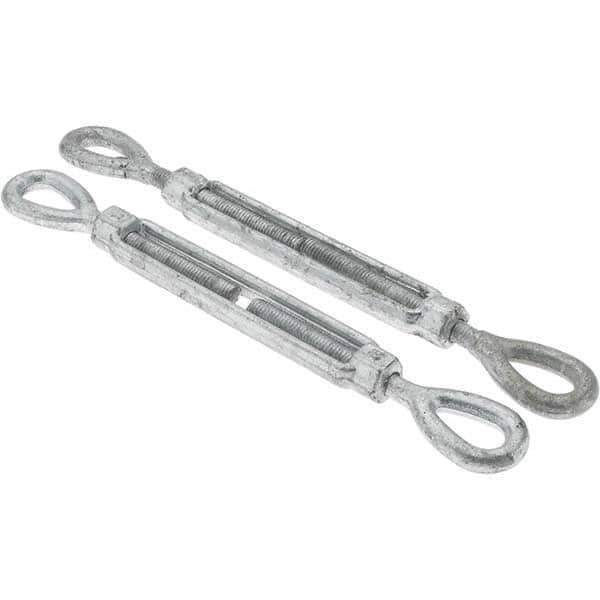 Value Collection - 2,200 Lb Load Limit, 1/2" Thread Diam, 6" Take Up, Steel Eye & Eye Turnbuckle - 13" Closed Length - Exact Tool & Supply