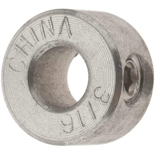Value Collection - 3/16" Bore, Stainless Steel, Set Screw Shaft Collar - 7/16" Outside Diam, 1/4" Wide - Exact Tool & Supply