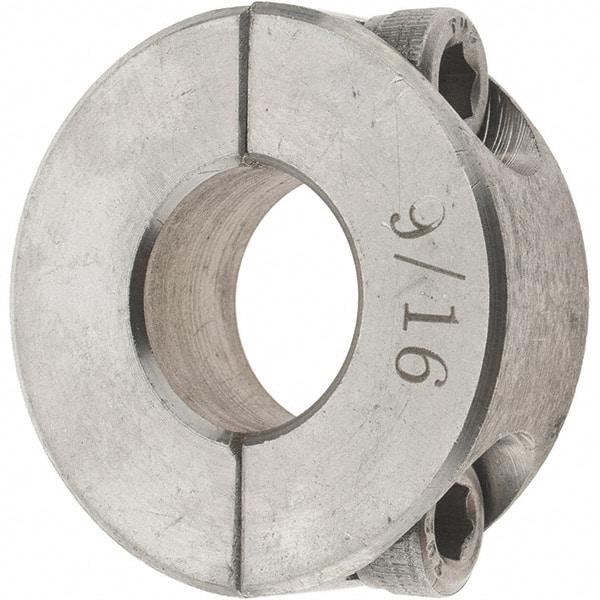 Value Collection - 9/16" Bore, Stainless Steel, Two Piece Shaft Collar - 1-5/16" Outside Diam, 7/16" Wide - Exact Tool & Supply