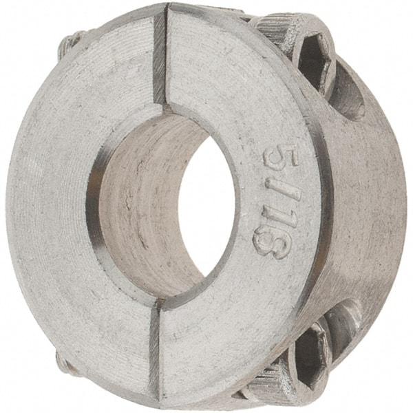 Value Collection - 5/16" Bore, Stainless Steel, Two Piece Shaft Collar - 11/16" Outside Diam, 5/16" Wide - Exact Tool & Supply