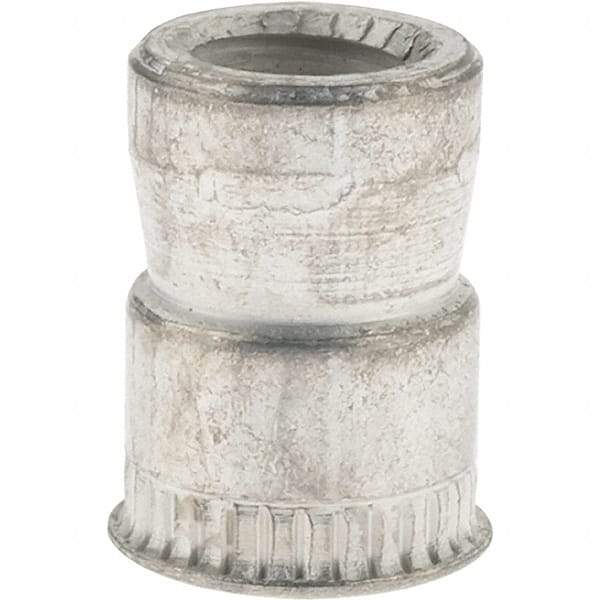 Value Collection - #8-32 UNC, Cadmium-Plated, Steel Knurled Rivet Nut Inserts - 0.03" to 0.09" Grip, 1/4" Drill Size, 0.269" Body Diam - Exact Tool & Supply