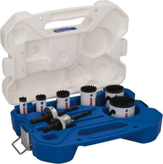 Lenox - 8 Piece, 5/8" to 2-1/8" Saw Diam, Refrigerator Repair Hole Saw Kit - Bi-Metal, Pilot Drill Model No. 56PD, Includes 6 Hole Saws - Exact Tool & Supply