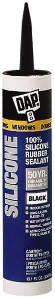 DAP - 10.1 oz Tube Black RTV Silicone Joint Sealant - -40 to 400°F Operating Temp, 10 to 20 min Tack Free Dry Time, 24 hr Full Cure Time - Exact Tool & Supply