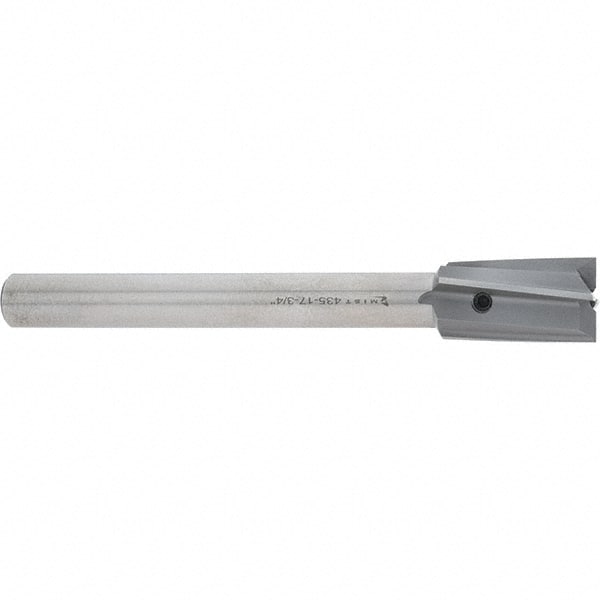 Made in USA - 3/4" Diam, 1/2" Shank, Diam, 4 Flutes, Straight Shank, Interchangeable Pilot Counterbore - Exact Tool & Supply