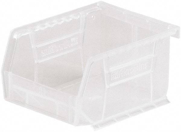 Akro-Mils - 10 Lb. Load Capacity, 5-3/8" Deep, Clear Polymer Hopper Stacking Bin - 3" High x 4-1/8" Wide x 5-3/8" Long - Exact Tool & Supply