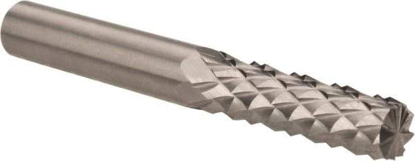 Accupro - 1/4" Diam, 3/4" LOC, Burr End, Solid Carbide Diamond Pattern Router Bit - Right Hand Cut, 2" OAL, 1/4" Shank Diam, Use on Fiberglass - Exact Tool & Supply