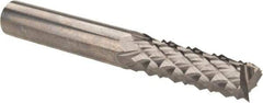 Accupro - 1/4" Diam, 3/4" LOC, Fishtail Point End, Solid Carbide Diamond Pattern Router Bit - Right Hand Cut, 2" OAL, 1/4" Shank Diam, Use on Fiberglass - Exact Tool & Supply