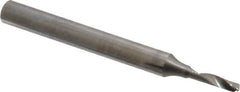 Accupro - 4mm Cutting Diam x 20mm Length of Cut, 1 Flute, Upcut Spiral Router Bit - Uncoated, Right Hand Cut, Solid Carbide, 64mm OAL x 6mm Shank Diam, Single Edge, 22° Helix Angle - Exact Tool & Supply