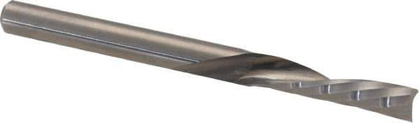 Accupro - 1/8" Cutting Diam x 1/2" Length of Cut, 1 Flute, Downcut Spiral Router Bit - Uncoated, Right Hand Cut, Solid Carbide, 1-1/2" OAL x 1/8" Shank Diam, Single Edge, 21° Helix Angle - Exact Tool & Supply