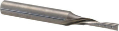 Accupro - 1/8" Cutting Diam x 1/2" Length of Cut, 1 Flute, Downcut Spiral Router Bit - Uncoated, Left Hand Cut, Solid Carbide, 2" OAL x 1/4" Shank Diam, Single Edge, 21° Helix Angle - Exact Tool & Supply