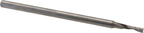 Accupro - 2mm Cutting Diam x 6mm Length of Cut, 1 Flute, Upcut Spiral Router Bit - Uncoated, Right Hand Cut, Solid Carbide, 57mm OAL x 3mm Shank Diam, Single Edge, 21° Helix Angle - Exact Tool & Supply