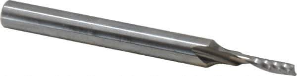 Accupro - 3mm Cutting Diam x 12mm Length of Cut, 1 Flute, Upcut Spiral Router Bit - Uncoated, Right Hand Cut, Solid Carbide, 64mm OAL x 6mm Shank Diam, Single Edge, 21° Helix Angle - Exact Tool & Supply