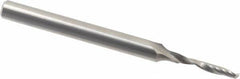 Accupro - 3mm Cutting Diam x 18mm Length of Cut, 1 Flute, Upcut Spiral Router Bit - Uncoated, Right Hand Cut, Solid Carbide, 75mm OAL x 6mm Shank Diam, Single Edge, 21° Helix Angle - Exact Tool & Supply