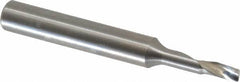 Accupro - 1/8" Cutting Diam x 1/4" Length of Cut, 1 Flute, Upcut Spiral Router Bit - Uncoated, Right Hand Cut, Solid Carbide, 2" OAL x 1/4" Shank Diam, Single Edge, 21° Helix Angle - Exact Tool & Supply