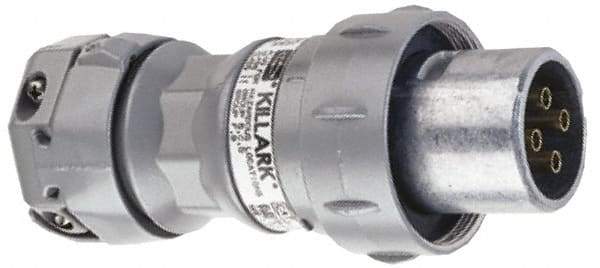 Hubbell Killark - 3 Pole, 2 Pin Cofiguration, NEMA 4X, 30 Amp Plug - 250 VDC, 600 VAC, Self Grounding - Exact Tool & Supply