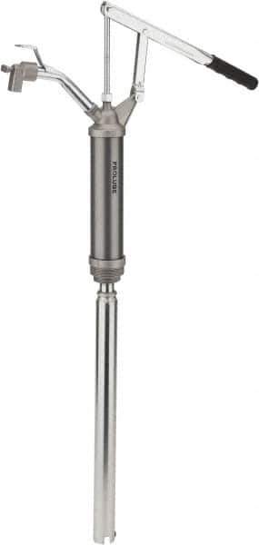 PRO-LUBE - 1/2" Outlet, Aluminum & Steel Hand Operated Transfer Pump - 10 oz per Stroke, For 15 to 55 Gal Drums, For Antifreeze, Heating Oils, Heavy & Light Oils, Motor Oil & Transmission Fluid - Exact Tool & Supply