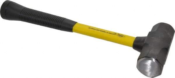 NUPLA - 3 Lb Head, 14" Long Sledge Hammer - Steel Head, 4-3/4" Long Head, Fiberglass Handle - Exact Tool & Supply