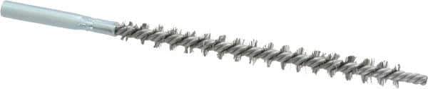 Schaefer Brush - 3" Brush Length, 1/4" Diam, Double Stem, Single Spiral Tube Brush - 4-1/2" Long, Stainless Steel, 8-32 Female Connection - Exact Tool & Supply