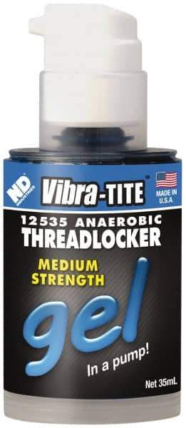 Vibra-Tite - 35 mL Bottle, Blue, Medium Strength Gel Threadlocker - Series 125, 24 hr Full Cure Time, Hand Tool Removal - Exact Tool & Supply