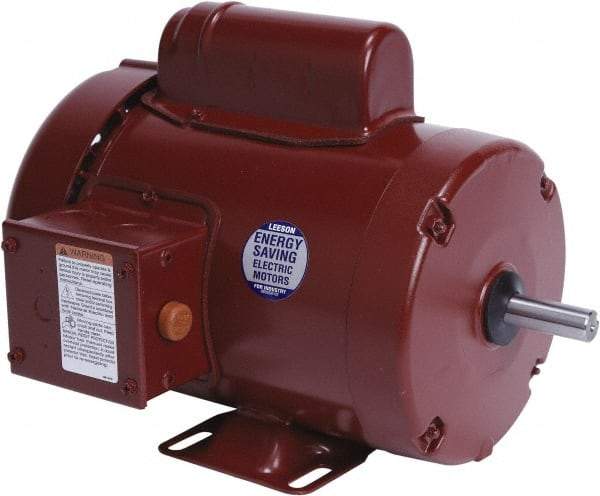 Leeson - 1 Max hp, 1,800 Max RPM, Electric AC DC Motor - 115/208-230 V Input, Single Phase, 56 Frame, 5/8" Shaft Diam, Rigid Base Mount, TEFC Enclosure - Exact Tool & Supply