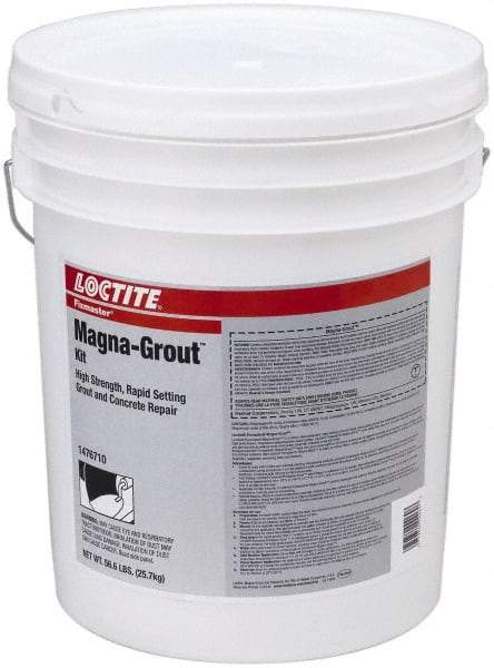 Loctite - 640 Fluid Ounce Container, Gray, Tub Magnesium Phosphate Construction Adhesive - Series Magna-Grout, 15 to 22 min Fixture Time, Indoor, Outdoor - Exact Tool & Supply