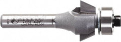 Amana Tool - 3/4" Cut Diam, 9/32" Length of Cut, 2 Flute Chamfer Edge Profile Router Bit - Carbide-Tipped, 1/4" Shank Diam, 2-3/32" OAL, Uncoated - Exact Tool & Supply