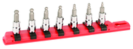 7 Piece - 1.5; 2.0; 2.5; 3.0; 4.0; 5.0; 6.0 On Rail - 1/4" Square Drive with 1/4" Replaceable Hex Bit - Ball End Hex Bit Socket Metric Set - Exact Tool & Supply