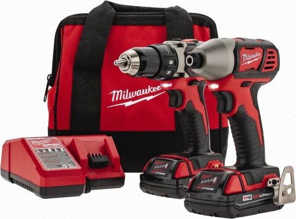 Milwaukee Tool - 18 Volt Cordless Tool Combination Kit - Includes Compact Drill/Driver & Impact Driver, Lithium-Ion Battery Included - Exact Tool & Supply