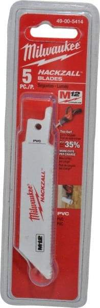 Milwaukee Tool - 4" Long x 3/4" Thick, Bi-Metal Reciprocating Saw Blade - Straight Profile, 14 TPI, Toothed Edge, Universal Shank - Exact Tool & Supply