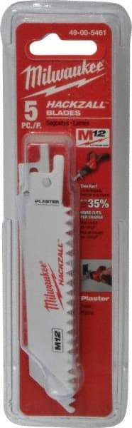 Milwaukee Tool - 4" Long x 3/4" Thick, Bi-Metal Reciprocating Saw Blade - Straight Profile, 6 TPI, Toothed Edge, Universal Shank - Exact Tool & Supply