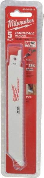 Milwaukee Tool - 6" Long x 3/4" Thick, Bi-Metal Reciprocating Saw Blade - Straight Profile, 14 TPI, Toothed Edge, Universal Shank - Exact Tool & Supply
