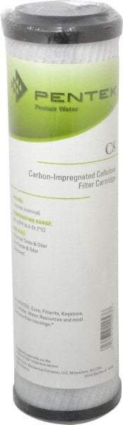 Pentair - 2-5/8" OD, 1µ, Carbon Impregnated Cellulose Pleated-Dual Purpose-Powder Activated Cartridge Filter - 9-3/4" Long, Reduces Tastes, Odors & Sediments - Exact Tool & Supply