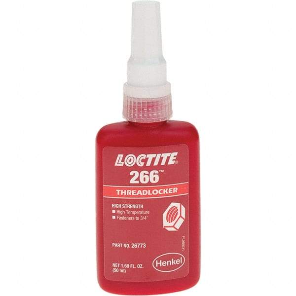 Loctite - 50 mL, Red, High Strength Threadlocker - Series 266 - Exact Tool & Supply