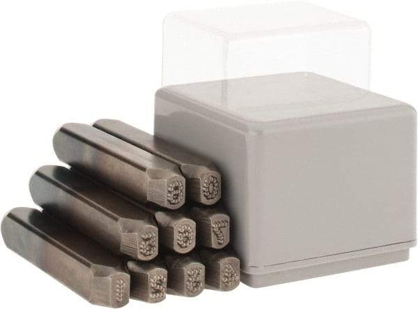 C.H. Hanson - 9 Piece, 3/16" Character Steel Stamp Set - Figures, Standard - Exact Tool & Supply