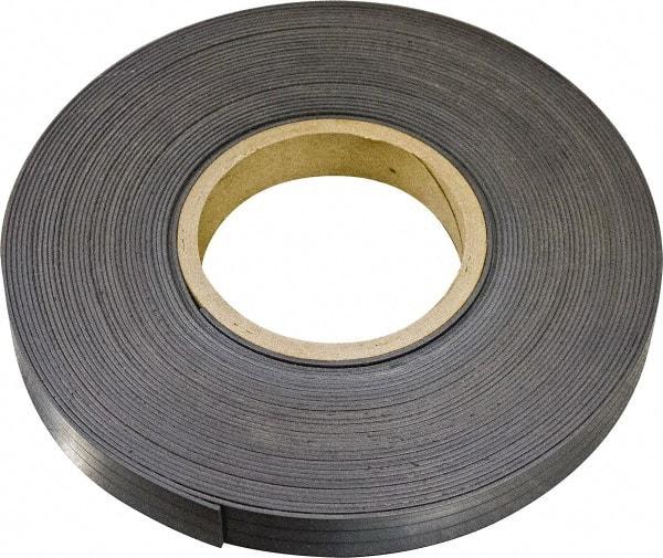 Mag-Mate - 600" Long x 1" Wide x 1/8" Thick Flexible Magnetic Strip - 14 Lb Max Pull Force, 8 Linear Ft/Lb Magnetic Pull Force, Plain Back, Dark Brown - Exact Tool & Supply