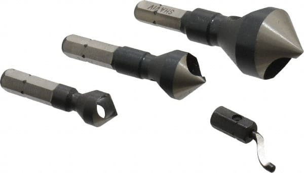 Vargus - 4 Piece, 5/16 to 13/16" Head Diam, Single End Countersink Set - Exact Tool & Supply