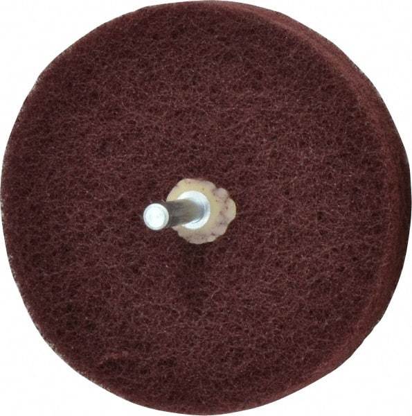 Merit Abrasives - 4" Diam, Medium Mounted Scrubber Buffing Wheel - 3 Ply, Very Fine Grade, 1/4" Shank Diam, 6,000 RPM - Exact Tool & Supply