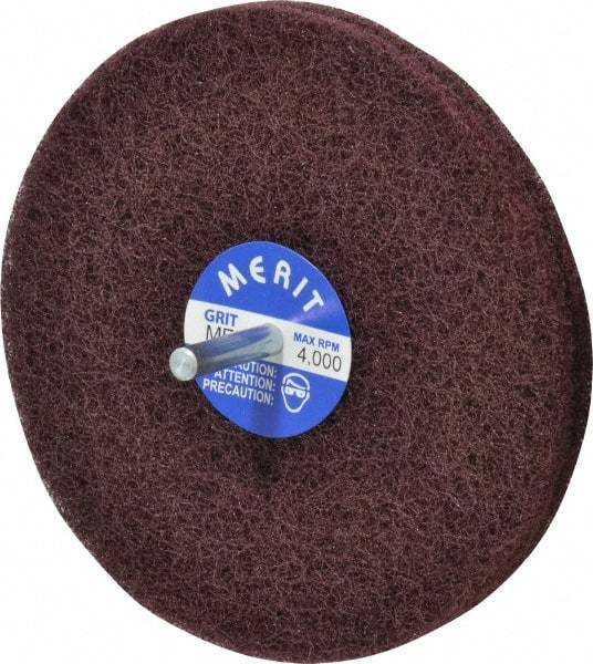 Merit Abrasives - 5" Diam, Medium Mounted Scrubber Buffing Wheel - 2 Ply, Medium Grade, 1/4" Shank Diam, 4,000 RPM - Exact Tool & Supply