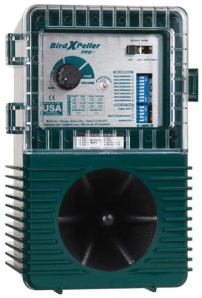 Bird-X - 1 Acre Coverage Electronic Animal Repellent - AC Adapter, Batteries, Targets Gulls, Pigeons, Sparrows, Starlings - Exact Tool & Supply