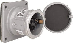 Hubbell Killark - 1 Phase, 250 VDC, 600 VAC, 30 Amp, 3/4 Inch Hub, 2 Pin Configuration, Self Grounding Pin and Sleeve Receptacle - 3 Poles, Yellow - Exact Tool & Supply